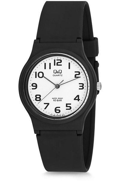 Q&Q Vp46j005y Black Silicone Cord Numeral Men's Wristwatch