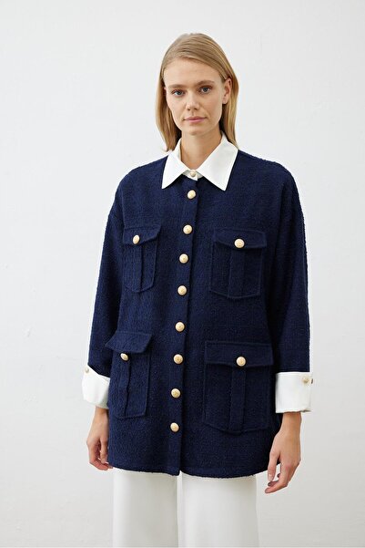 TERZİ DÜKKANI MOON GÖMLEK DETAYLI TUVİT CEKET İNDİGO-LACİVERT