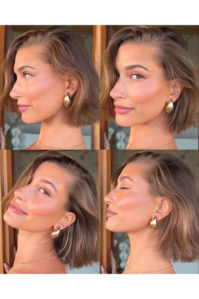 NKIE JEWELS Göz Yaşı Küpe Damla Çelik Gold