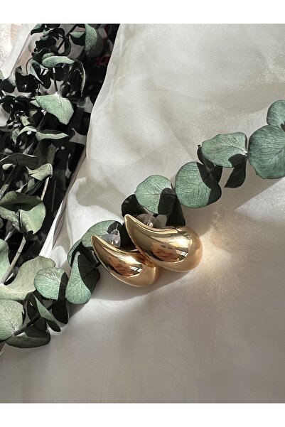 NKIE JEWELS Göz Yaşı Küpe Damla Çelik Gold