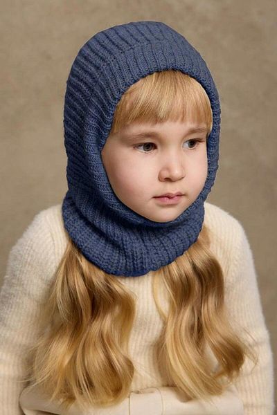 Fahhar Kids Детска плетена балаклава в индиго цвят - дизайн на шапка
