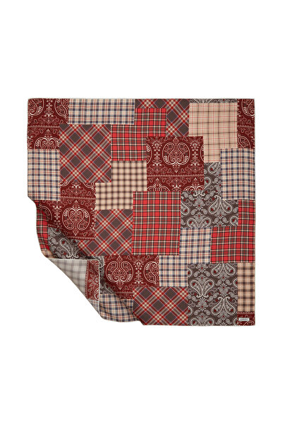 ipekevi Eșarfă de mătase crem și burgundă 1221