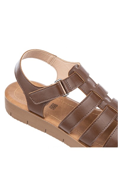 Muya Brown Women's Sandals with Anatomical Sole and Adjustable Velcro