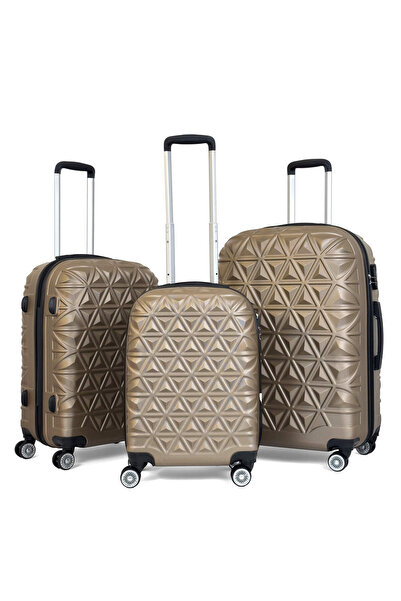 Reymond Luggage Piramit Desen ABS Seyahat Valizi, Canyon Serisi,  Gold - 3'lü...