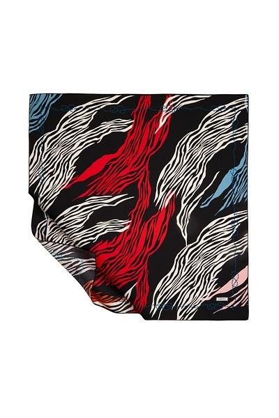 ipekevi Μαύρο-μπορντό μεταξωτό μαντήλι Silk Ev 1260