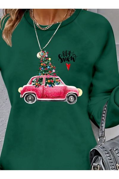 Kokosh moda Γυναικείο μακρυμάνικο φόρεμα με λαιμόκοψη με στάμπα βισκόζης με δύο κλωστές