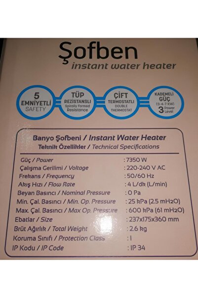 AURAN Aura Basic Yeni Model 106A6..7350w Tek Şofben