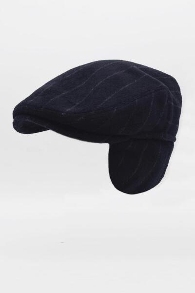 Külah Чоловіча шапка з вовняної тканини з риб'ячим візерунком, синього кольору, з вухами