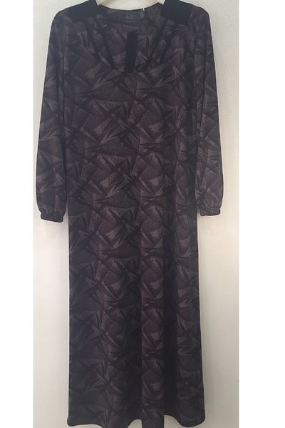 N.Y.YILDIZ Star Mother's Dress Lize Seasonal Thick Fabrics Flexible Comfortable Large Size Dress with Collar Stone and Strap