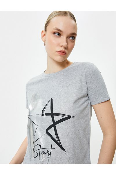 Koton Bright Slogan Printed T-Shirt Crew Neck Short Sleeve