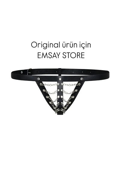 ŞAHANE İÇ GİYİM Emsay Store Fancy Leather Chain Men's Underwear- String- Thong