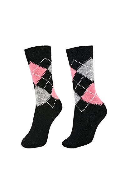 VALENCI ДАМСКИ Вълнени зимни чорапи с ромбовиден мотив, 1 чифт