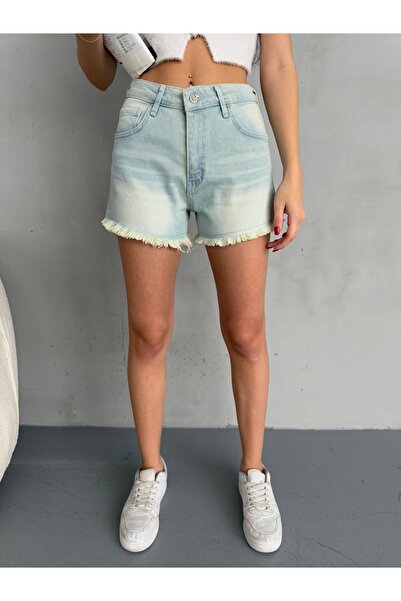 alanora High Waist and Tasseled Leg Women's Denim Jeans Shorts