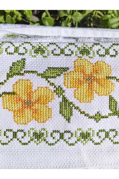 Peacock Premium Gift and Dowry Towel with Cross Stitch Embroidery