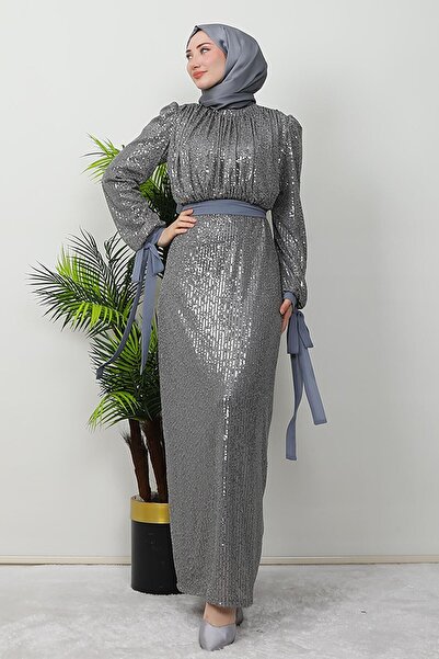 giz astore Efsun Payet Abiye Gri