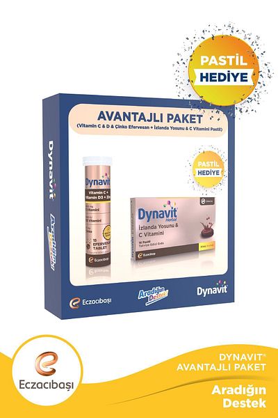 Dynavit Vitamin C-D and Zinc 15 Effervescent + Iceland Seaweed and Vitamin C Herbal 16 Pastil - Advantageous Package