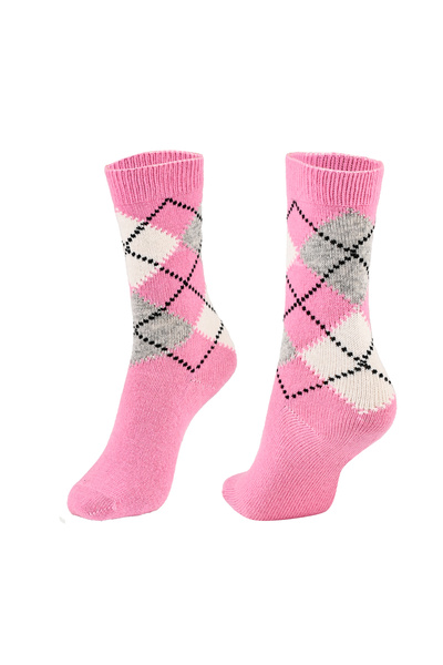 VALENCI LADIES Baklava Desenli Kadın Yün Kışlık Çorap 1 Çift Paket