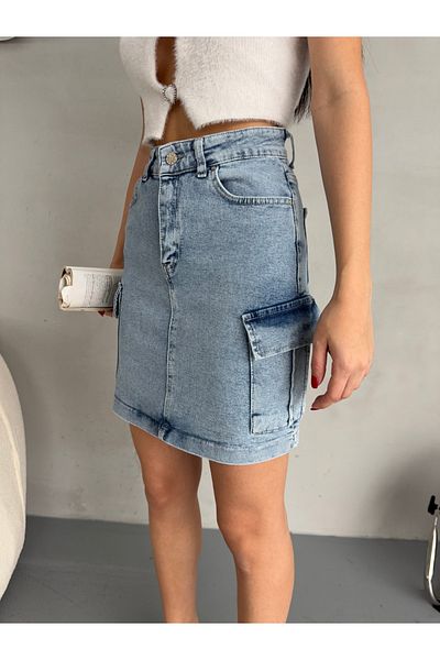 alanora High Waist Cargo Pocket Mini Jean Women's Skirt