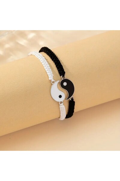 Rediquis 2 Adet Set Yin Yang Tai Chi  Bileklik Ayarlanabilir Arkadaşlık Bilek...