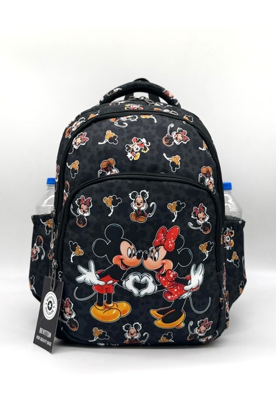 Bevitton Set of 3 Primary School Bags for Girl - Black with Mickey Pattern
