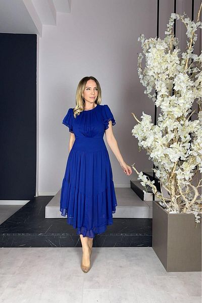 gesmoda G0937 Φόρεμα σιφόν με λεπτομέρεια πλάτης Navy Blue