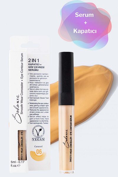 Soho N.Y.C. Vegan Serum Concealer for Under-Eye Dark Circles and Bags 5ml - No:6 Caramel