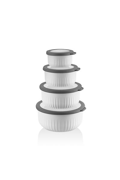 VİP AHMET Vacuum White Storage Container 4 Pieces 3 L 2 L 1 L 0.5 L (Dower Set)
