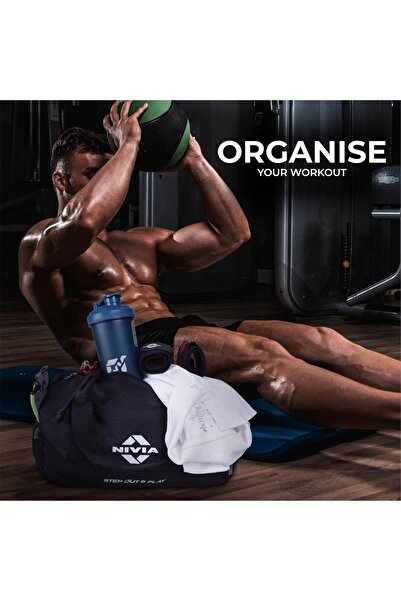 Nivia Beast Gym Bag |black, 15l | Polyester Shoulder Bag With Shoes Compartment | Unisex Fitness Bag