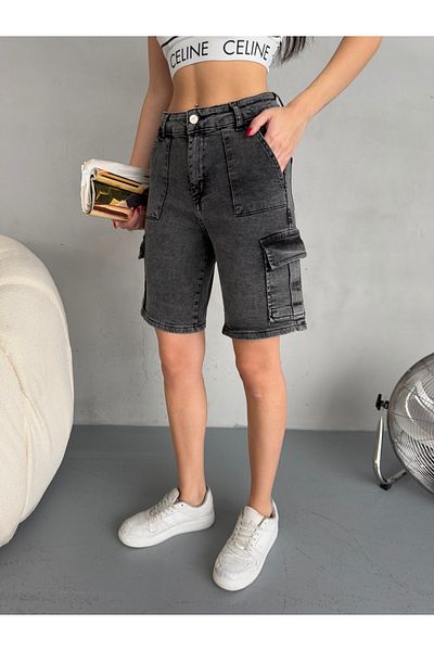 alanora High Waist StretchY Bermuda Women's Jeans - Cargo Pocket