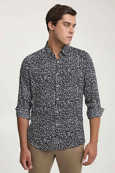 Twn Slim Fit Μαύρο εμπριμέ πουκάμισο