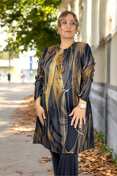 yagmurberen Cycling Collar Soft Viscose Fabric Tunic Waist Rubbered Viscose Pants Large Size Bottom Top Suit