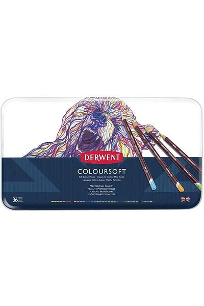 Derwent Colored Soft Dry Paint - Coloursoft 36 Pieces Tin Box