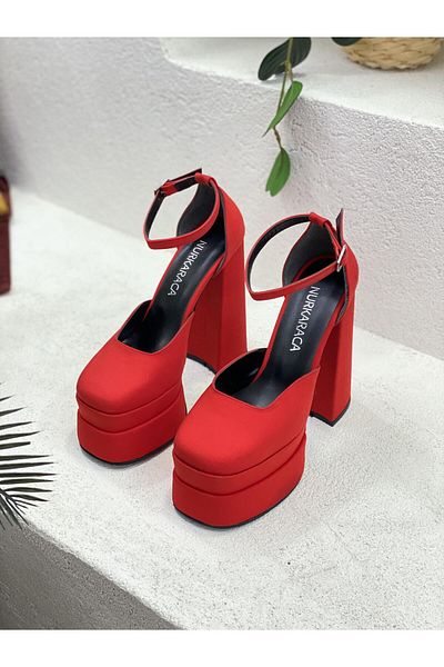 NUR KARACA 23y244 Pantofi cu platformă dublă pe jumătate deschisă Pantofi cu toc de 15 cm Femei