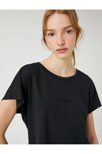 Koton Tricou sport din amestec modal cu mânecă scurtă imprimat cu textura mătăsoasă