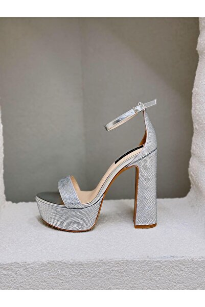 NUR KARACA 24Y9410 TAŞLI TEK BANT 13CM PLATFORM TOPUKLU AYAKKABI KADIN