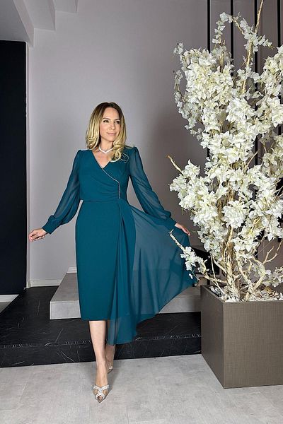 gesmoda G0983 Emerald Stone Detailed Chiffon Evening Dress