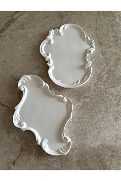 MUMELLA Lace Embossed Shaped 2-Piece Decorative Plate, Presentation, Jewelry Tray, Base