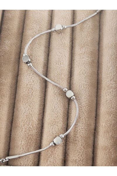 Siya Silver Cube Detailed Steel Bracelet with Heels
