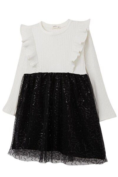 Zekids Fusta pentru fete Top cu paiete Rochie cu fundă cu nervuri