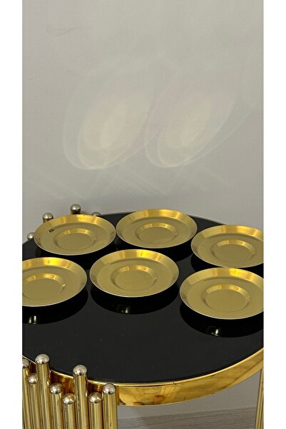 USD HOME 6 lı gold çay tabağı paslanmaz çelik 12cm