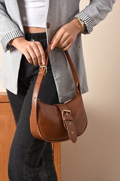 MY VİNTAGE New Season Shiny Faux Leather Viral Model Slim Design Adjustable Strap Women's Shoulder Bag