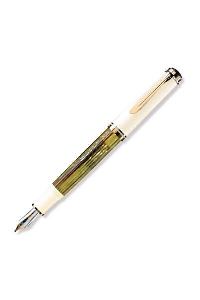 Pelikan M400 Beyaz 14 Ayar Altın Kaplama Altın Uç Ve Metal Aksam Dolma Kalem
