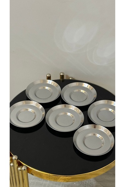 USD HOME 6 lı gümüş çay tabağı paslanmaz çelik 12 cm
