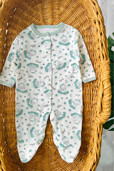 Bamoola 100% Cotton Green Teddy Bear 3-Piece Jumpsuit with Booties (Girl - Boy - Newborn)