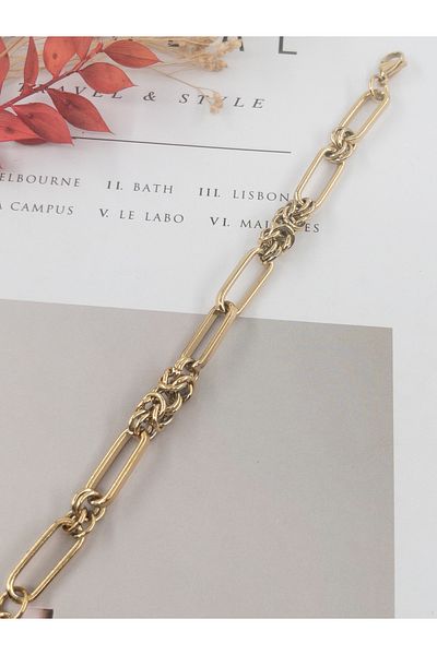 Siya Silver Rectangular Chain Steel Bracelet
