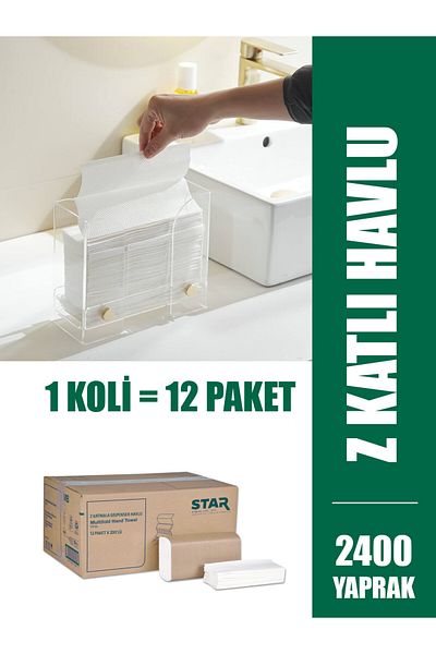 QUATA Z Fold Paper Towel 200 Pieces 12 Pack Dispenser Napkin 200*12 Pieces