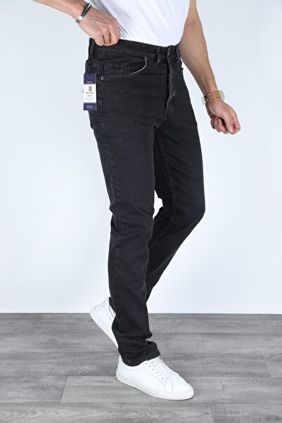 MYRAB DENİM Men's grey regular fit relaxed denim jeans - stretch Stretch Fabr...