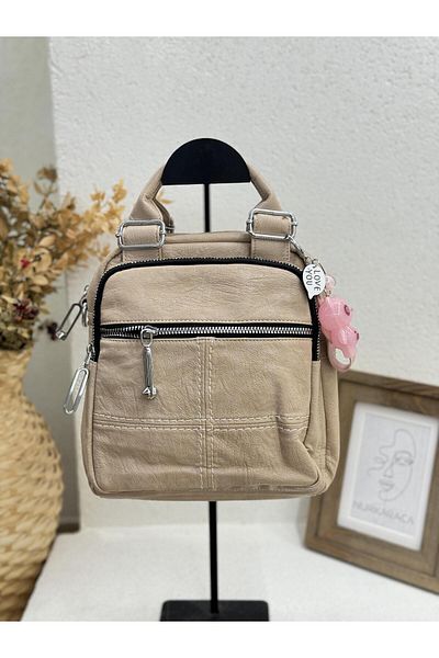 Matthew Cox 1029 Model Double Handle Backpack Leather Women's Bag with Keychain and Gift