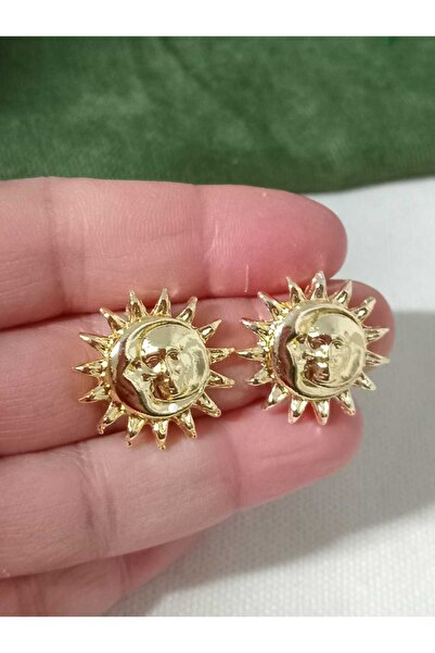 mos&more Gold Güneş Şekilli Kadın Küpe