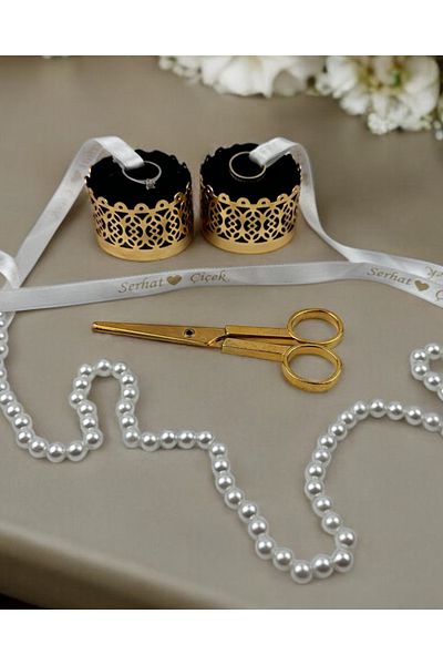 CyzHome Natura Gold Velvet Rises and Promise Scissors Set